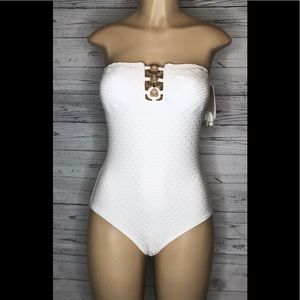 Michael Kors Ring Detail Bandeau Swimsuit